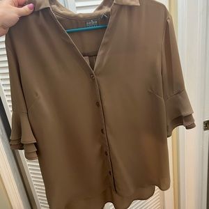 Chocolate brown button down blouse